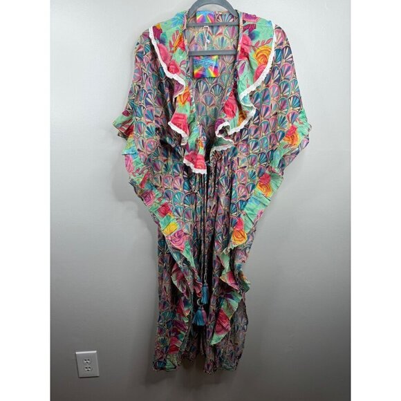 Beatnik Philosophy X Barok Paris Kimono Coverup Tassel Size L NWT Oversized $199 - Picture 2 of 5